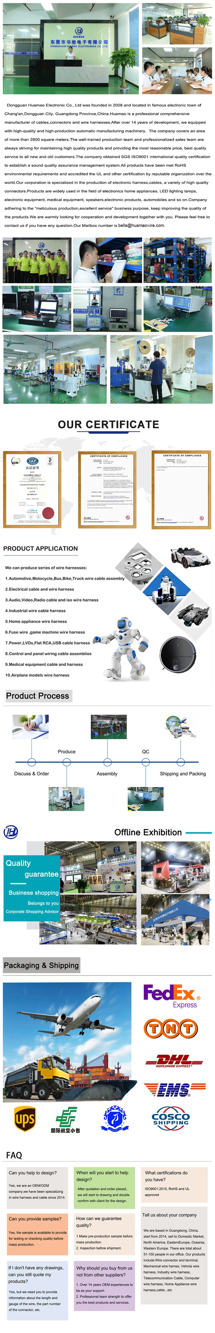 Custom Motorcycle Wiring Harness Manufacturer 2.8mm Male Female Connector for Motorcycle Wire Harnesss